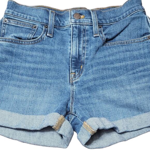 J Crew Denim Shorts XS Pacific Blue Cuffed Reimagined Cotton Minimalist Summer - Picture 2 of 10